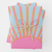 ルソレイユ02レトロサンピンクアンドブルーサンシャイン ラッピングペーパーシート (インサイチュ)