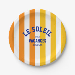 ルソレイルバカンスコートダジュールストライプラウンド ペーパープレート