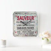 ルソーヴェール、ヴィンテージフランスの肉保存機。 スクエア壁時計 (ホーム)