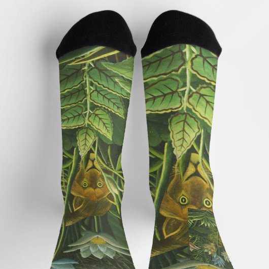 ルソー熱帯ジャングルリオン絵を描ズ ソックス (上部)