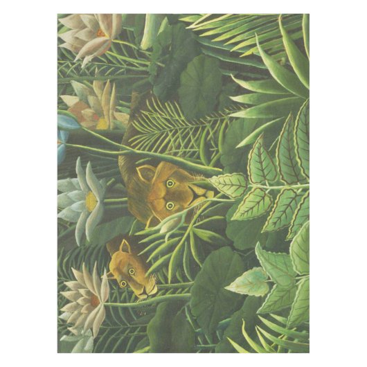 ルソー熱帯ジャングルリオン絵を描ズ テーブルクロス (正面)