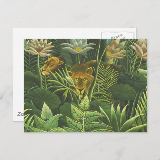 ルソー熱帯ジャングルリオン絵を描ズ ポストカード (正面/裏面)