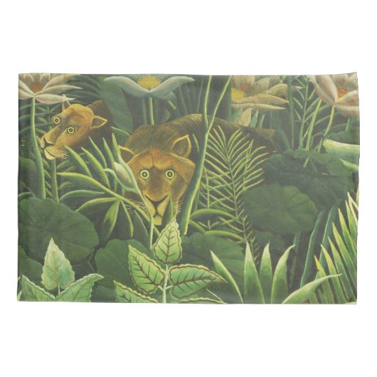 ルソー熱帯ジャングルリオン絵を描ズ 枕カバー (裏面)