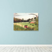 ルソー語 – 風景と4人の若い女の子 キャンバスプリント (インサイチュ (ウッドフロア))