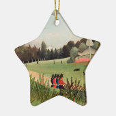 ルソー語 – 風景と4人の若い女の子 セラミックオーナメント (左)