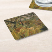 ルソー・ジャングルトロピカルタイガーアート スクエアペーパーコースター (アングル)