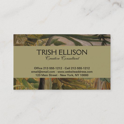 ルソー・ジャングルトロピカルタイガーアート 名刺 (裏面)