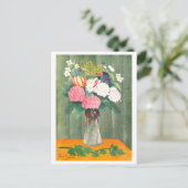 ルソー 花瓶に生けた花の絵画 ポストカード (スタンド正面)