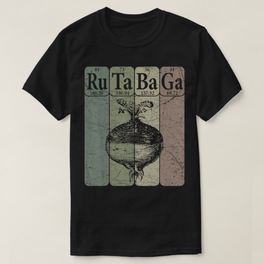 ルタバガ周期表要素スウェードルタバガレア Tシャツ (デザイン正面)