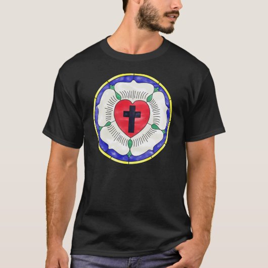 ルターのバラ ステンドグラス Tシャツ (正面)