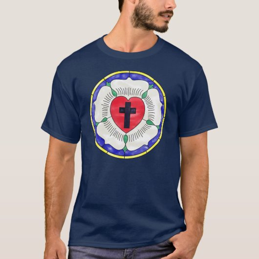 ルターのバラ ステンドグラス Tシャツ (正面)