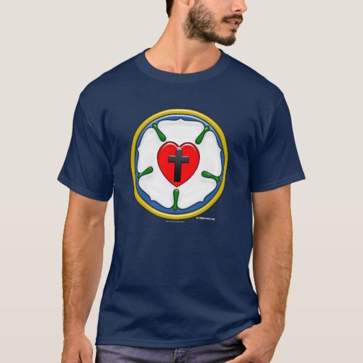 ルターの薔薇 エンボス加工風デザイン Tシャツ (正面)