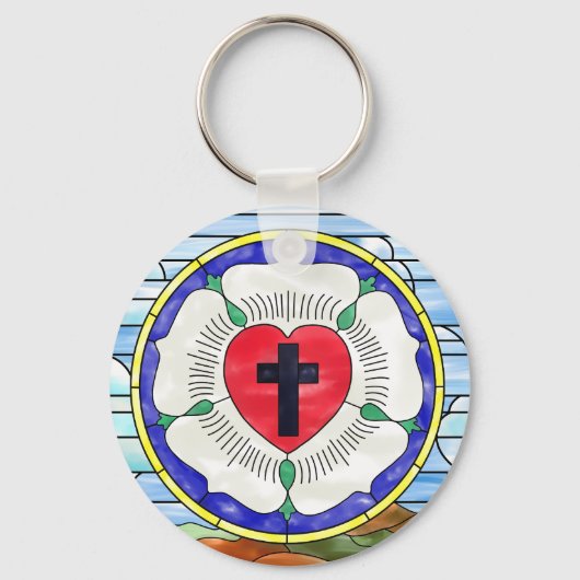 ルターバラステンドグラス基本ボタンキーチェーン キーホルダー (正面)