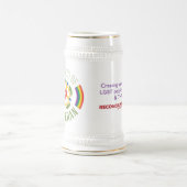 "ルター派の"ビールステインがあること誇りを持った ビールジョッキ (中央)