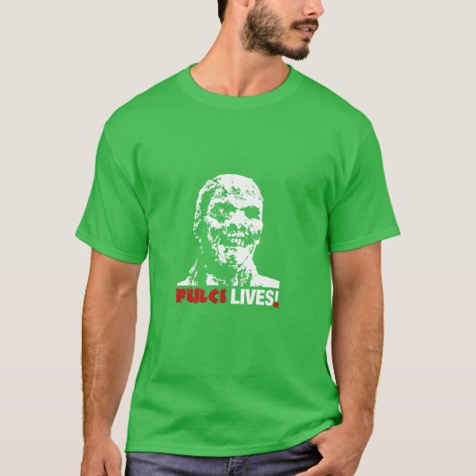 ルチオ・フルチ万歳!イタリアホラー映画ファン レトロ Tシャツ (正面)
