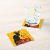 ルチャットノワールザブラックキャットアールヌーボーヴィンテージ スクエアペーパーコースター (インサイチュ)