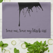 ルチャトンノワールラブミーラブマイブラック猫好き キッチンタオル (折り畳み)