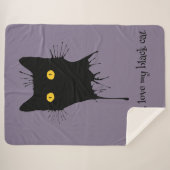 ルチャトンノワールラブミーラブマイブラック猫好き シェルパブランケット (正面(横))