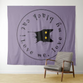 ルチャトンノワールラブミーラブマイブラック猫好き タペストリー (インサイチュ(横))