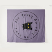 ルチャトンノワールラブミーラブマイブラック猫好き タペストリー (正面(横))