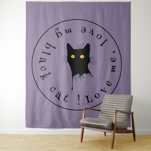 ルチャトンノワールラブミーラブマイブラック猫好き タペストリー (インサイチュ)