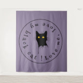 ルチャトンノワールラブミーラブマイブラック猫好き タペストリー (正面)