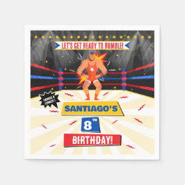 ルチャライベメキシコレスリングパーティー紙ナプキン スタンダードカクテルナプキン