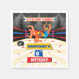 ルチャライベメキシコレスリングパーティー紙ナプキン スタンダードカクテルナプキン