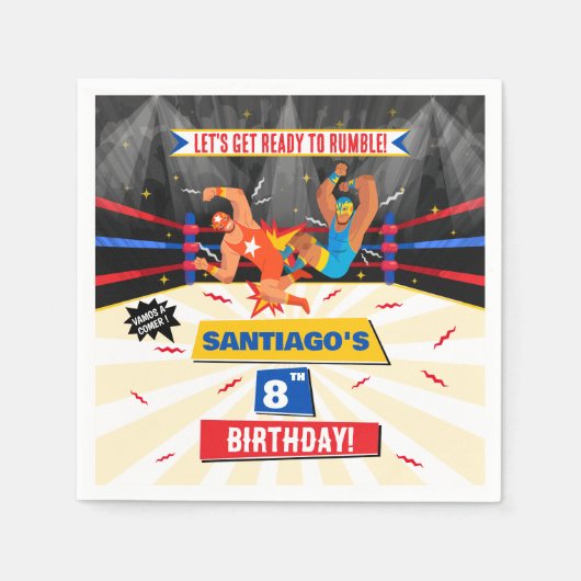 ルチャライベメキシコレスリングパーティー紙ナプキン スタンダードカクテルナプキン (正面)