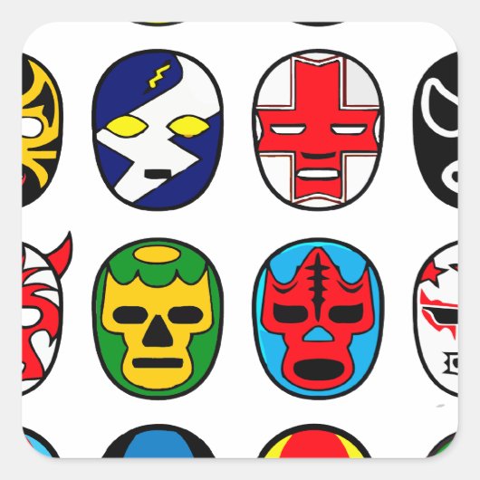 ルチャリバーLuchadorメキシコのレスリングマスク スクエアシール (正面)