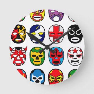 ルチャリバーLuchadorメキシコのレスリングマスク ラウンド壁時計