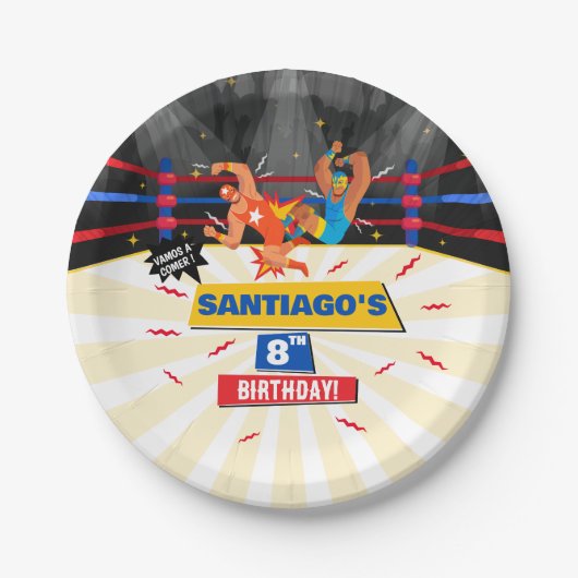 ルチャリベメキシコレスリング誕生日 ペーパープレート (正面)