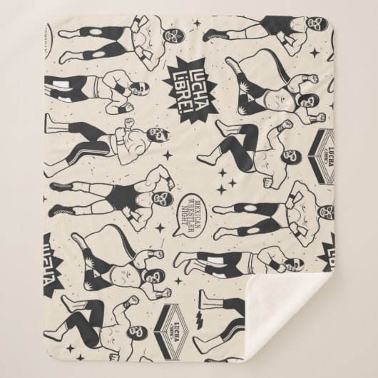 ルチャ・リブレ：メキシコのレスラー柄 シェルパブランケット (正面)