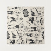 ルチャ・リブレ：メキシコのレスラー柄 タペストリー (正面(横))