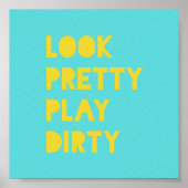 ルッかわいらしク遊ダーティおもしろい引用文アートプリントティール（緑がかった色） ポスター (正面)