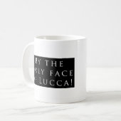 ルッカの神聖な顔! 明白な黒 コーヒーマグカップ (正面左)