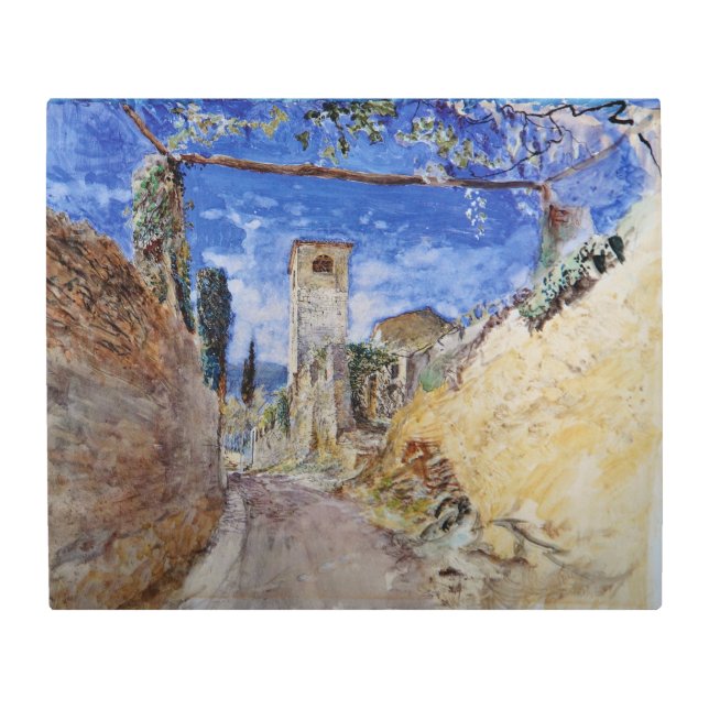 ルッカイタリアンのブドウ園の歩道 メタルプリント (正面)