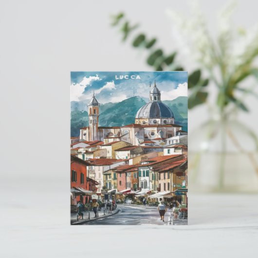 ルッカイタリア通りウォーター絵を描カラー ポストカード (スタンド正面)