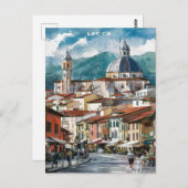 ルッカイタリア通りウォーター絵を描カラー ポストカード (正面/裏面)