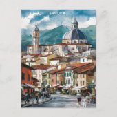 ルッカイタリア通りウォーター絵を描カラー ポストカード (正面)