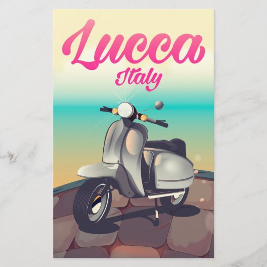 ルッカItalyスクーター旅行ポスタープリント。 便箋 (正面)