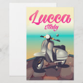 ルッカItalyスクーター旅行ポスタープリント。 便箋 (正面/裏面)