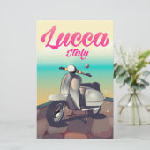 ルッカItalyスクーター旅行ポスタープリント。 便箋 (スタンド正面)