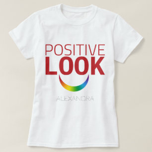 ルックアイ前向きズスマイルレッドレインボーLGBTゲイ名 Tシャツ