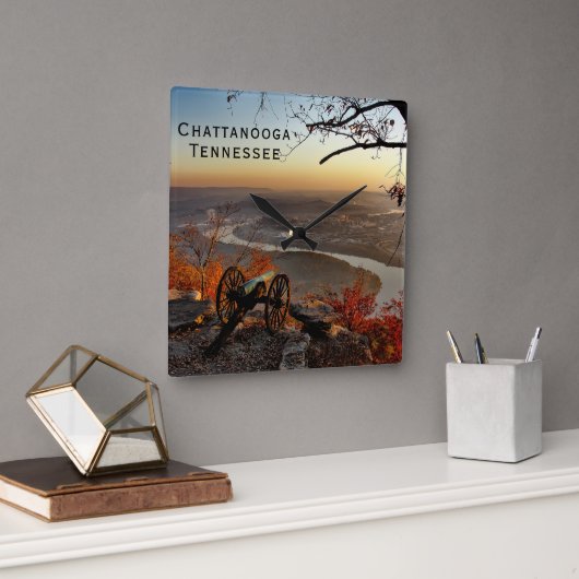 ルックアウトマウンテンからチャタノオガテネシー スクエア壁時計 (オフィス)
