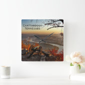 ルックアウトマウンテンからチャタノオガテネシー スクエア壁時計 (ホーム)