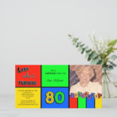 ルックカラフルウィスターニング80誕生日招待状 (スタンド正面)