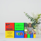 ルックカラフルウフスターニング10誕生日招待状 (スタンド正面)