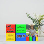 ルックカラフルウフスターニング8誕生日招待状 (スタンド正面)