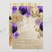 ルックス50th金ゴールドバルーン誕生日パーティーの招待 招待状 (正面/裏面)